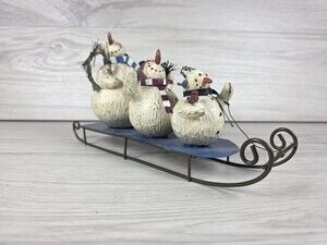 At Home America Rustic Snowmen on Sled Winter Christmas Figurine 195